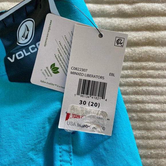 Volcom Boys Board Shorts Swim Suit Pockets Solid Blue size 20 NEW - Picture 8 of 10